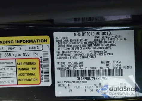 2014 Ford Fusion Se z USA, uszkodzony, nr VIN 3FA6P0H72ER307951